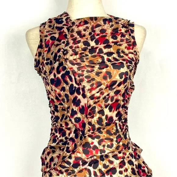 BALENCIAGA Animal Print Stretch Body Conturing Sleeveless Dress - Size 6 - Picture 4 of 11